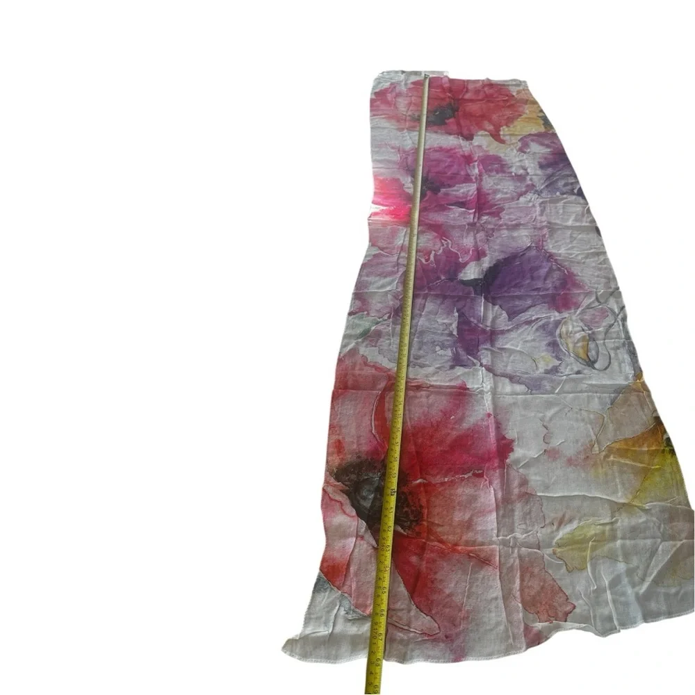 Talbots Watercolor Floral Modal Scarf Pink Purple Yellow 21x68 NWT Colorful New